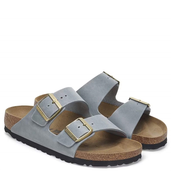 Birkenstock Arizona Oiled Leather Sandaler, Basalt Gray